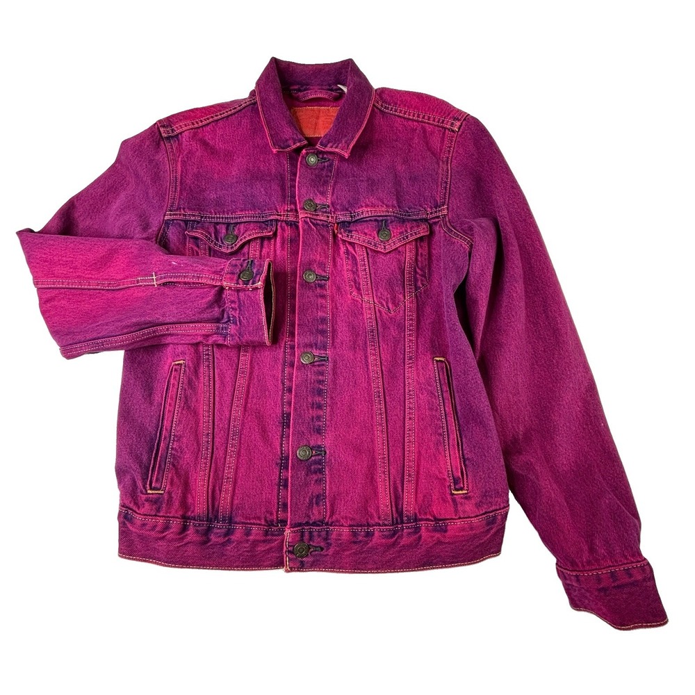 Levis Denim Jacket Magenta Pink Acid Wash Mens Medium Vintage Trucker 72334-0248